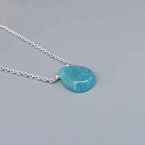 Gempires Natural Amazonite Pear Cabochon Pendant Necklace, Gemstone, Energy Healing Crystals, Birthday, Gift For Her, Gemstone Jewelry 18 Inch (Amazonite Pear) #TOP4