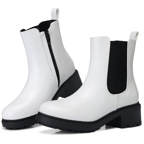 White Block Heel Boots