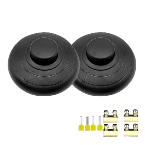 GERUI 2 Stück Fußschalter Lampe Schnurzwischenschalter mit Druckknopf Selbsthemmender für 2- Oder 3-Adrige Kabel Stehleuchten und Kleingeräte oder Lampen Lichtschalter Schwarz