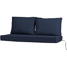 Loveseat Cushions Outdoor 3 Pcs, 48*24*5 in Bench Swing Cushions with Replaceable Cover, Waterproof & Fade-Proof Patio Furniture Couch Cushion, for Patio, Lawn, Balcony, Garden, Resort, Navy