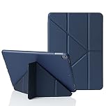 MuyDoux Origami Case for iPad 10.2 Inch 9th 8th 7th Generation 2021/2020/2019, 5-in-1 Multiple Viewing Angles, Silky Finish Cover and Soft Back Shockproof Auto Sleep/Wake, Dark Blue