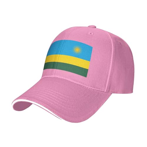BLWSLC Drapeau du Rwanda imprimé à bord incurvé casquette de baseball décontractée casquette de baseball réglable convient pour la course à pied en plein air noir, rose, taille unique