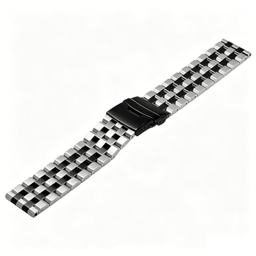 Image of Brushed Metal Watch Bands for Men Women Solid Stainless Steel Watch Band 18 /20 /22 /24 /26mm Watch Bracelet Strap Deployment Double Lock Deployment Buckle Black Silver Blue Gold