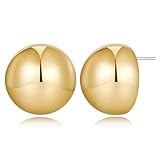 NEPULOY Gold Stud Earrings Ball Earrings Polish Half Ball Stud Earrings Fashion Jewelry Gifts for Women