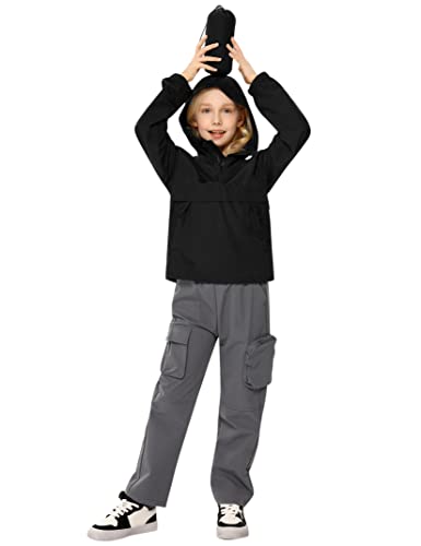 Lionjie Boys Girls Packable Rain Jacket Lightweight Waterproof Hooded Raincoats Windproof Size 3-12Y #TOP4