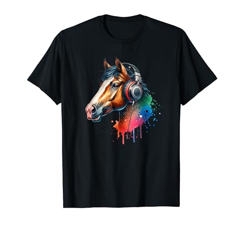 Funny Horse With Headphones T-Shirt