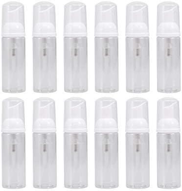 Healifty 12pc Plastic Foam Dispenser Bottle Refillable Empty Hand Soap Shampoo Bottle Cosmetic Container for Travel Vacation Camping 50ml (White)