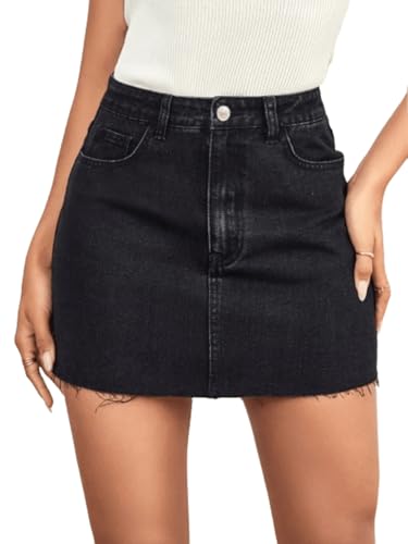 Image of Aahwan Summer Dark Blue Casual Fashionable Fringed Slanted Pocket Bodycon Denim Short Skirt for Women'& Girl's