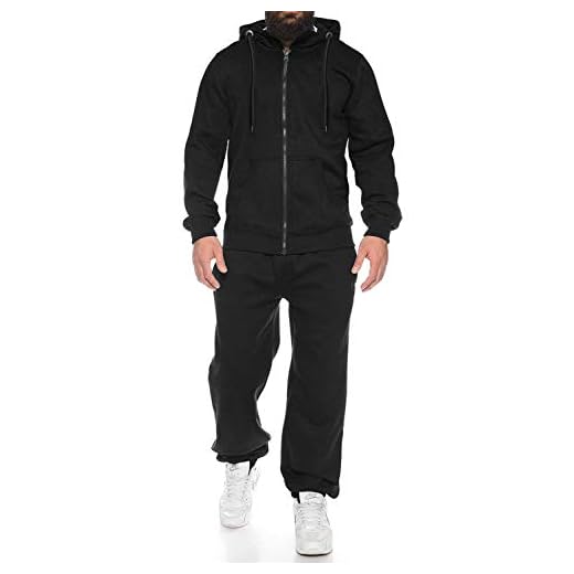 COOFANDY Tracksuit Mens Long Sleeve 2 Piece Zipper Casual Hoodie Drawstring Sweatsuit Set for Training Black, 3XL