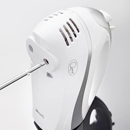 Quest 35890 Electric Hand Mixer / Complete With Chrome Beaters, Dough Hooks & Balloon Whisk / 5 Speed With Turbo Function / 300W / White Colour