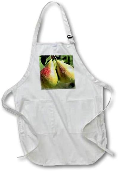 3dRose apr_4227_1 Pears 22 by 30-Inch Apron with Pockets, Full, White