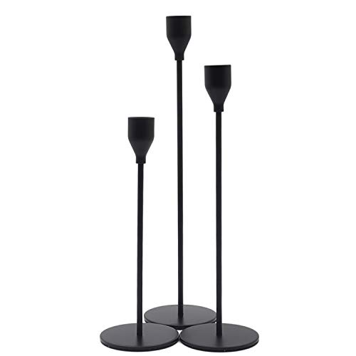 image for Denique Matte Black Candle Holders,Set of 3,Tall Candlestick Holder fo