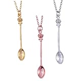 Baluue Collar de Mujer Colgante de Cuchara Conjunto de 3 Piezas Dorado Plateado y Rosa Estilo Hip-Hop Cadena para Clavícula Accesorio para Fiestas y Eventos Obsequios