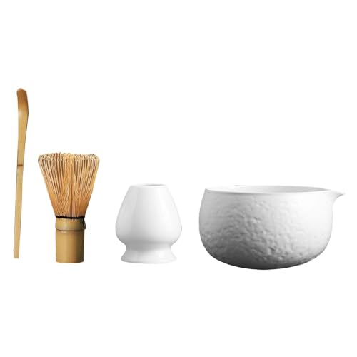 4x 抹茶泡立て器セット レトロな抹茶セレモニーアクセサリー ホリデーテーブルオフィス用 ホワイト 白