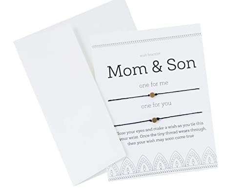 Mom Son Matching Wish Bracelet Set Friendship Greeting Card Gift for Mother Child