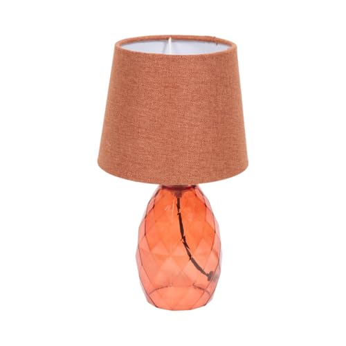 New Adorable Decorative Table Lamp with Burnt Orange Glass Base and Linen Shade – Contemporary Accent Lamp for Bedroom, Living Room & Lounge Home Office Decor -N28 - Image 8