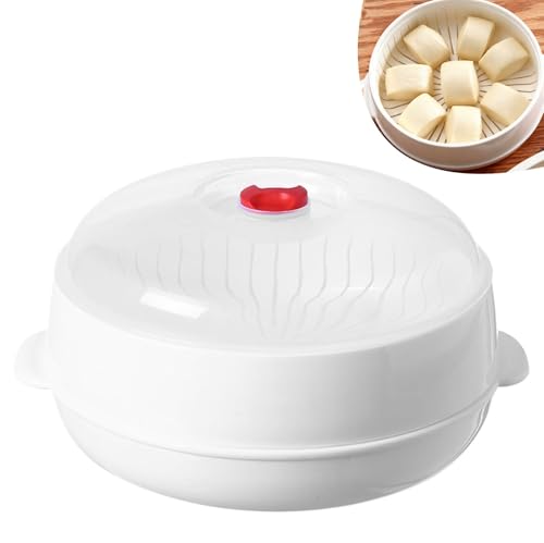 Cuiseur Vapeur Micro-Ondes avec Couvercle Réglable, Cuit Vapeur Légumes Résistant Rond 25x25x14cm, Récipient Stockage Aliments Chaleur Chauffant Cuisine...