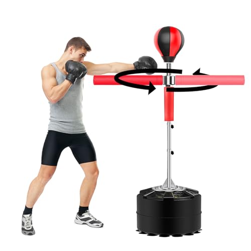 Punching Ball con Altura Ajustable y Rotación de 360° para Entrenamiento de Boxeo, Taekwondo, Artes Marciales   Adecuado para Niños y Adultos