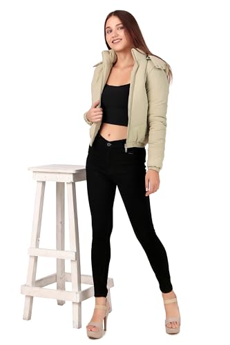 Image of Brazo Crop Puffer Jacket for Women, Cropped Design, Insulated, Hooded, Long Sleeves