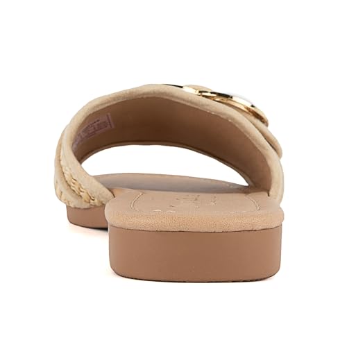 Image of Juicy Couture Women's Slide Sandals - Glitter Bling Open Toe Sparkle Flats - Dressy Summer Casual Footwear