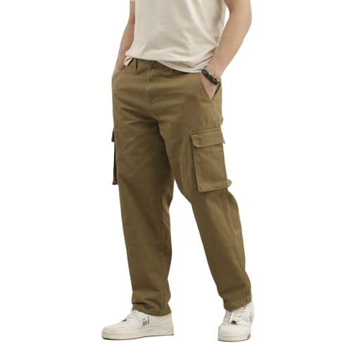 Image of WROGN Men's Cotton Trousers | Solid Design | Loose Fit