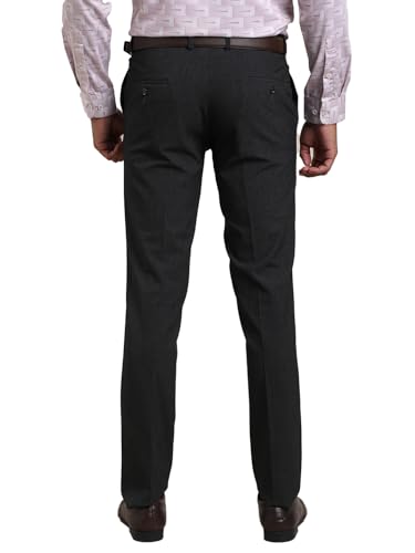 Image of Turtle Men 4 Way Stretch Slim Fit Self Design Flat Front Formal Trouser