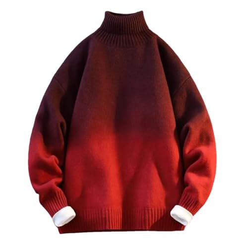 Men’S Casual Loose Fit Tie-Dye Knit Pullover Sweater Turtleneck Long Sleeve Korean Style Jumper Top
