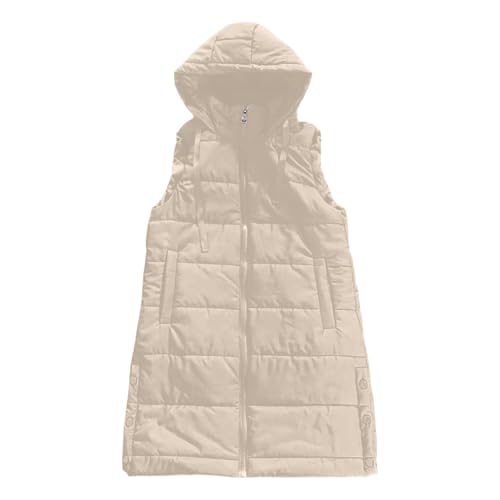 LAMIEN Women Long Quilted Vest Sleeveless Hood Winter Puffer Vest Outwear - image 7