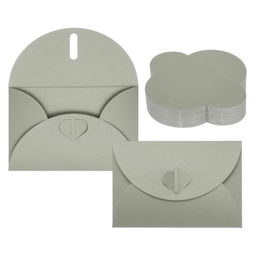 Sobres pequeños para tarjetas PATIKIL de 4x3 pulgadas con cierre de corazón plata 100 uds