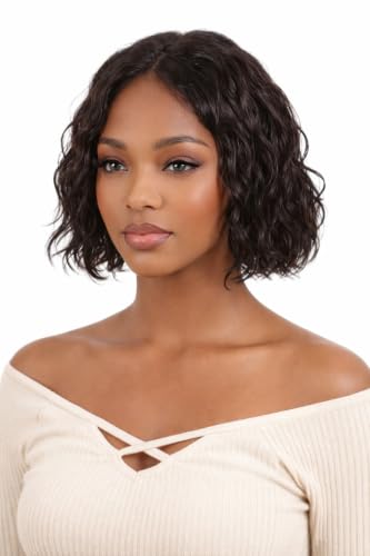 ManeMajesty Short Loose Wave Lace Front Wigs Human Hair T Part HD Lace Frontal Glueless Wigs Human Hair Pre Plucked Hairline for Women 180 Density Brazilian Virgin Remy Hair Bob Wig 8 Inch Natural