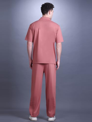 Image of CHKOKKO Men's Co-Ord Set Premium Cotton Blend Oversized T-Shirt & Shorts Cord Set with Side Pockets Round Neck Half Sleeves Solid with Contrasting Stripes Summer or Casual Wear