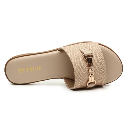 Flat Sandals for Women 2025 Slide Sandals Summer Fashion Women Dressy Slip on Shoes for Party Wedding Vacation Beach Walking Square Open Toe Shoes2