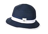 Miuno® Damen Sonnenhut Faltbarer Partyhut Stroh Hut Schleife Glocke H32 (290_Navyblau)