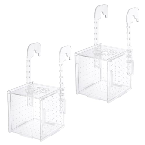 2個 箱 飼育箱 フィーダ 針 水槽セパレーターディバイダー 立つ 水槽の装飾 分離 水族館ヒーター 植物 保有者 三つ 魚フィルター ウォーターポンプ キット プラスチック LEDMOMO