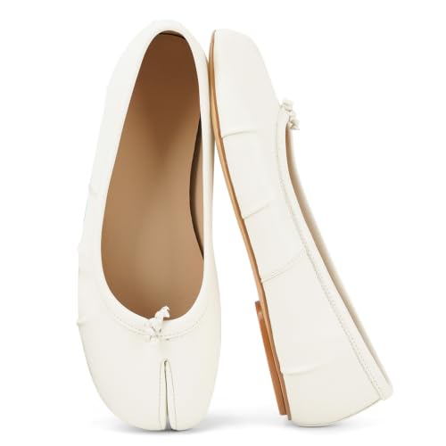 Image of VBDB Tabi Ballet Flats for Women Dressy Casual Shoes Split Toe Wide Flats Light Weight Japanese Shoes