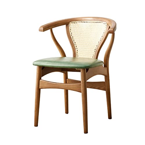 Rattan Accent Chair, Wicker Woven Midcentury Modern Dining Chair, Wooden High Back Patio Seat Chair, Natural Solid Wood Recliner Chair For Living Room, Bedroom, Patio ( Color : Walnut , Size : 46*43*7 #TOP4