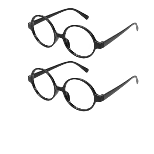 HUKUMA Gafas Redondas Retro, Gafas Nerd Sin lentes y Pegatinas,