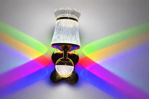 Image of Modern Crystal Decorative RGB with 3-Color LED Warm White, Natural White & Cool White LED Wall Lamp Sconce for Living Room, Bedroom, Hallway, Hotel, Staircase, Drawing Room, Restaurant,& Home