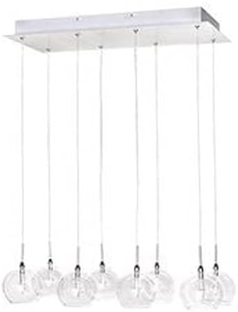 ET2 E20107-24 Starburst Unique Mini Clear Glass Globe Liner Pendant Ceiling Lighting, 8-Light Xenon 160 Watts, 6" H x 10" W x 24" L, Satin Nickel and Polished Chrome