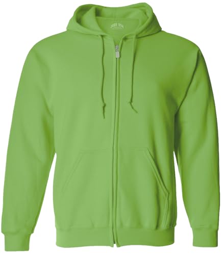 Joe's USA Men's Full Zipper Hoodies - Hooded Sweatshirts-L-Lime