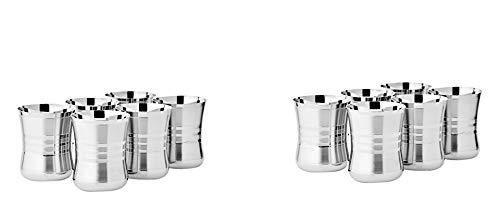 Verre à thé et café en acier inoxydable pour eau, jus de fruits, lot de 12 pièces
