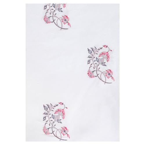 Image of Bahar Premium Hand Block Printed Bedsheet | Bed Sheet Flatsheet | Pure Cotton | Double Bed King Size 108 inchx108 inch | 300 TC Bedsheets | Includes 2 Pillow Covers | Floral Spread