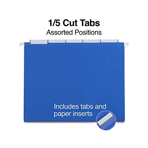 Staples 163501 Hanging File Folders 5-Tab Letter Size Blue 25/Box (163501) #TOP2