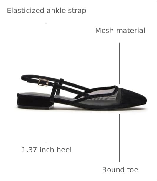 Image of MICIFA slingback flats for women, Round Toe Low heel Sandals Fashion Splicing Dress Shoes for Women