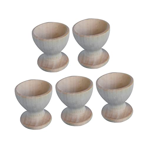 Alipis 5pcs Wooden Egg Holders Educational for Smooth Mini Cup Shape Egg Stands Crafting Fun for Easter Activities