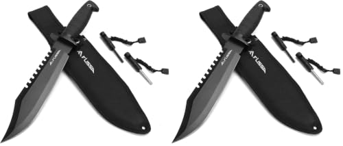 Image of FLISSA Survival Hunting Knife with Sheath, 15-inch Tactical Bowie Knife (Pack of 2)