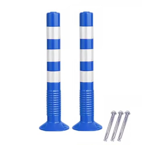 GHHVFEC Steel Safety Bollards Traffic Bers Parking Posts 75cm High Traffic Safety Cones Plastic Security Posts for Driveways 2-Pack Blue