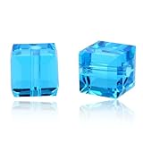 50pcs Adabele Austrian 4mm (0.16 Inch) Small Faceted Cube Crystal Loose Beads Capri Blue Compatible with Swarovski Crystals Preciosa 5601 SSC425
