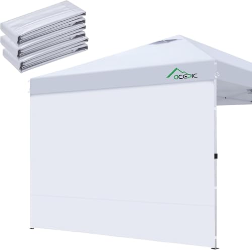 Acepic 3 Stück Seitenwände für Pavillon 3x3M, Pavillons Seitenwand für Gartenpavillon und Faltpavillon mit Klettverschluss, 210D Wasserdicht, Weiß, Ohne Vordach