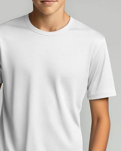 Image of Real Essentials 5 Pack: Boys Breeze Tech Dry-Fit Short Sleeve Athletic T Shirt Active Workout Gym Kids Youth